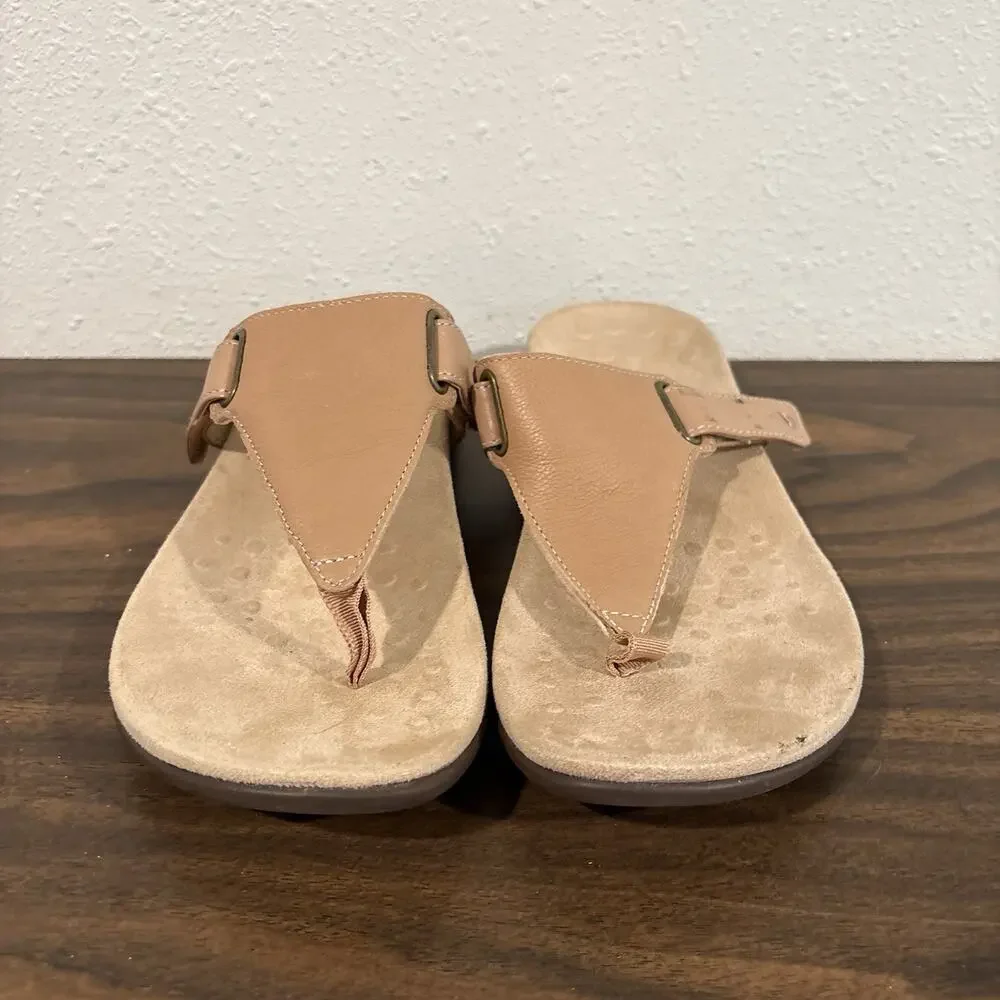 Vionic Wanda Sandals Womens Size 8.5 Wide Nude Tan Slip On Comfort Thong Shoes - Picture 11 of 14